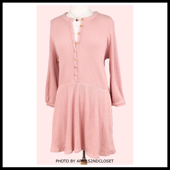 FREE PEOPLE BOHO HENLEY FLOWY KNIT DRESS A3C - Picture 11 of 16